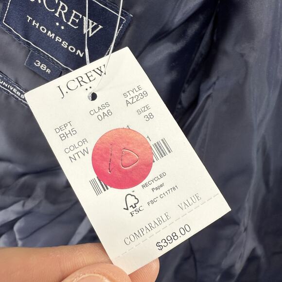 J Crew Blazer Men’s 38 R Blue Thompson Wool Naval University Thompson Preppy NEW - Picture 9 of 12
